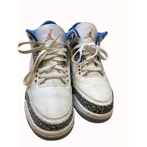 Nike AIR Jordans 3 Retro Washington Wizards boys/girls white blue shoes sneakers